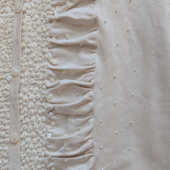 Liz Claiborne Womens (Size Large) Cardigan w/Beading, Sequins & Rouching Detail - Picture 2 of 14